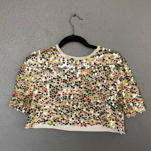 Zara crop sequin T-shirt